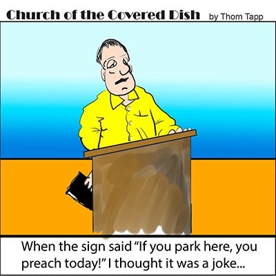 No joking matter (Cartoon: Church of the Covered Dish) - Baptist Message