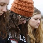 Three women pray during a post-Louisiana Life March CENLA rally. Doug Collier photo