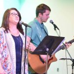 The worship team from the Gathering Place in Wardville lead a time of music.