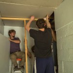 Students spruce up the inside of a Baptist ministry center.