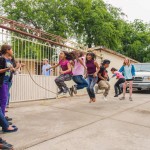 Children jump rope during a time of recreation.