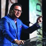 Brad Jurkovich, pastor at First Baptist Church in Bossier City, nominated Ken Hemphill as a candidate for Southern Baptist Convention (SBC) president June 12 during the morning session on the first day of the two-day SBC annual meeting in Dallas. Kathleen Murray photo