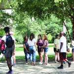 Students congregate on campus during Move-In Day at Louisiana College.