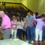 Tomorrow's Hope Crusade attendees come forward to indicate a decision during a time of invitation.