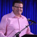Stewart Holloway greets E4 Preaching Conference participants. Holloway is pastor of First Baptist Church in Pineville, which hosted the 10th annual conference.