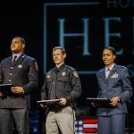 The Honor Our Heroes Sunday featured a new element this year – the Hero of the Year Award that includes a $1,000 cash award for a hero in the categories of active military, active law enforcement and active firefighters in the Shreveport-Bossier City metropolitan area.
Jae-Preston Pollard with the Shreveport Fire Department, Corporal Justin McDonnel with the Caddo Parish Sheriff’s Office and United States Air Force Captain Khalisha Starr were named winners from among 15 finalists. First Bossier photo