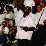 The combined mass choir of area churches lead worship during the opening night of the Hope4U GO TELL Crusade.