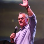 Rick Gage makes a passionate plea to make a decision for Christ during the opening night of the Hope4U GO TELL Crusade. “If a person wants to go heaven he’s got to go through Jesus,” said Gage, founder of GO TELL Crusades in Duluth, Georgia. “If you want to go to heaven my friend you’ve got to go the Jesus way.