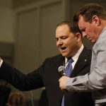 Buddy Sutton, Redeemer, says a prayer asking for forgiveness of the sin of abortion during the Call to Prayer IV at Broadmoor Baptist Church in Shreveport.