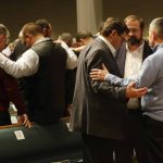Guests gather together in groups of three to pray during the Call to Prayer IV at Broadmoor Baptist Church in Shreveport.
