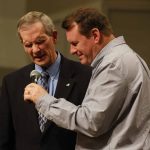 Mike Anderson, Heynes Avenue, says a prayer for the humility of contrite hearts during the Call to Prayer IV at Broadmoor Baptist Church in Shreveport.