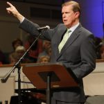 Lane Moore, NLBA Director speaks to guests to the Call to Prayer IV at Broadmoor Baptist Church in Shreveport.