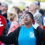 A woman praises the Lord during the Louisiana Life March South.
