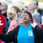 A woman praises the Lord during the Louisiana Life March South.