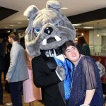 The Louisiana Tech mascot greets a special guest at a Night to Shine in Ruston.