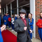 A special guest makes his way down the red carpet on the Louisiana Tech campus.