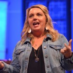 Keynote speaker Nicki Koziarz addresses the women attending R.E.A.L. women's conference. Brian Blackwell photo