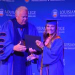 Louisiana College President Rick Brewer presented diplomas to 13 athletes who graduated during a special ceremony May 1, 2019. Brian Blackwell photo