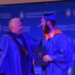 Louisiana College President Rick Brewer presented diplomas to 13 athletes who graduated during a special ceremony May 1, 2019. Brian Blackwell photo