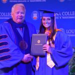 Louisiana College President Rick Brewer presented diplomas to 13 athletes who graduated during a special ceremony May 1, 2019. Brian Blackwell photo