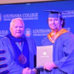 Louisiana College President Rick Brewer presented diplomas to 13 athletes who graduated during a special ceremony May 1, 2019. Brian Blackwell photo