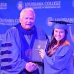 Louisiana College President Rick Brewer presented diplomas to 13 athletes who graduated during a special ceremony May 1, 2019. Brian Blackwell photo