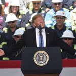 President Donald Trump speaks at the Cameron LNG Export Terminal in Hackberry, LA Tuesday in his effort to promote Energy Infrastructure and Economic Growth.