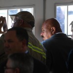 Workers strain to get a glimpse of President Donald Trumpas he arrives to speak at the Cameron LNG Export Terminal in Hackberry, LA Tuesday in his effort to promote Energy Infrastructure and Economic Growth.