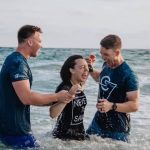 This high school student was excited to participate in a beach side baptism service in Panama City, Florida.