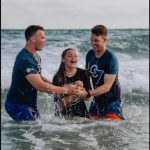 This high school student was excited to participate in a beach side baptism service in Panama City, Florida.