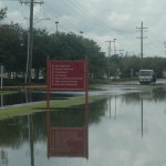 A truck navigated a flooded roadway in Kinder July 16, 2019. Brian Blackwell photo