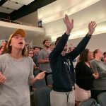 Louisiana College students worshiped during a session of the campus fall revival.