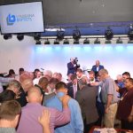 Executive Board members surrounded Louisiana Baptists Executive Director Steve Horn in prayer at their meeting September 24.