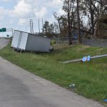 An 18-wheeler was knocked off I-10 by Hurricane Laura's high winds. Brian Blackwell photo/Sept. 2.