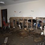 Storage space was damaged in a children's classroom at First Baptist Church in Cameron. Norm Miller photo/Taken Sept. 12.