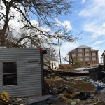 Debris scattered across the property of First Baptist Church in Cameron after Hurricane Laura made landfall in the area Aug. 27. Norm Miller photo/Taken Sept. 12.