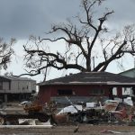 Debris from Hurricane Laura was piled against the streets of Cameron. Norm Miller photo/Taken Sept. 12.