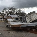 Pieces of a home torn apart by Laura were a common sight in Cameron. Norm Miller photo/Taken Sept. 12.