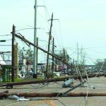 Downed power lines made traveling on this road in Lake Charles nearly impossible. John Marcase photo/Taken Sept. 5.