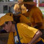 Missouri Baptist Disaster Relief volunteers filled boxes of food distributed at First Baptist Church in DeRidder. Brian Blackwell photo/Taken Sept. 3.