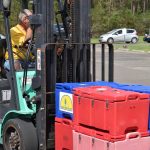 A Missouri Baptist Disaster Relief team member delivered lunches at First Baptist Church in DeRidder. Philip Timothy photo/Taken Sept. 2.