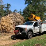 A Cleco truck clears a fallen tree in Pollock. Cleco photo/Taken Sept. 7.