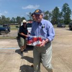 U.S. Sen. John Kennedy delivered a case of bottled water at East Leesville Baptist Church. Brian Blackwell photo/Taken Sept. 1.