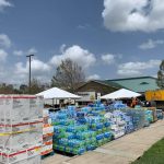 Supplies filled the parking lot of Trinity Baptist Church in Lake Charles. Brian Blackwell photo/Taken Sept. 2.