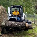 A Mosaic team member moves pieces of a tree that was removed from a property in Rapides Parish. Mosaic photo