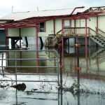 Floodwaters surrounded this mobile home in southeast Louisiana. Baptist Message photo