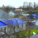 Tarps covered these homes whose roofs were damaged by Ida. Baptist Message photo