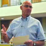 Louisiana Baptist Pastoral Leadership Team Director Ray Swift offers instructions to state missions services staff on Sept. 2, 2021, for delivery of funds to congregations impacted by Hurricane Ida. Brian Blackwell photo