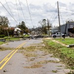 A pole blocked the road in New Orleans. Entergy New Orleans