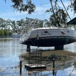 Hurricane Ida flipped over this boat in Madisonville. Lane Corley photo